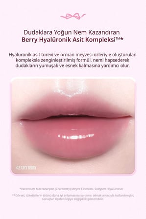 CLIO Dolgun Görünüm Kazandıran, Parlak, Besleyici Renkli Dudak Serumu Glaze Lip Serum 02 Juicy Berry