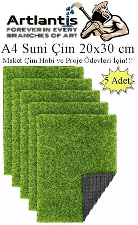 Yapay Çim A4 20x30 cm 5 Adet A4 Boyutunda Maket Çim Dekorati Yapay Çim Halı Teraryum Suni Çim