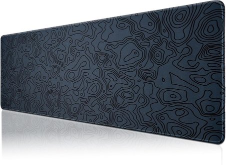 Klasse Pro - 5 Farklı Model Dikişli Kenar 120x60 cm Oyuncu Gaming Mouse Pad (Dark Grey Map Lines)