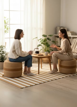 NatureLine Jüt PUF Salon Pufu Antre Puf Makyaj Masası ve Yatak Odası Banyo Puf Teras Veranda ve Balkon Uyumlu Hasır Dekoratif Dayanıklı ve Çok Amaçlı Puff (HASIR-BEYAZKIRÇIL)