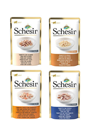 Schesir Pouch 4 Çeşit Karma Kedi Yaş Maması 85 Gr. X 4 Adet