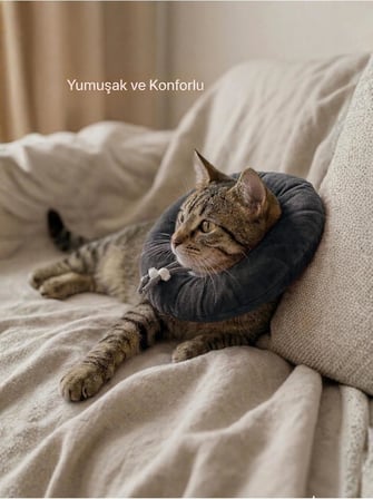 Elizabeth Yakalık Yumuşak Ayarlanabilir Kedi Köpek Koruyucu Boyunluk, Gri, L Beden