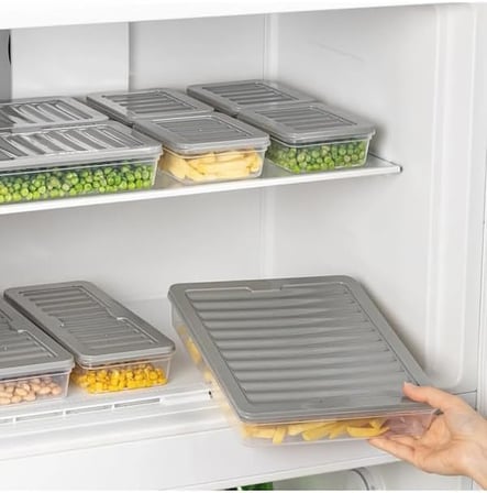 4 Adet Buzdolabı Organizeri, Buzdolabı İçin Çok Amaçlı Saklama Kabı, Fresh Box, Şeffaf ve Ayarlanabilir, Gıdaları Taze Tutma Özelliği, Mutfak Düzenleyici (2400 Ml)
