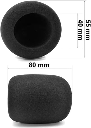 El Mikrofon Süngeri Siyah Profesyonel Tekli, 80x55mm, Uzun Ömürlü,