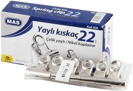 Beyaz Metal Kıskaç Yaylı 22 Milimetre, 2 Düzinelik Kutu