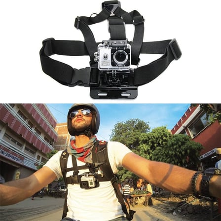 GoPro Hero 12 Uyumlu Su Geçirmez Kılıf Housing Göğüs Bandı ve Kafa Bandı 3'lü Set