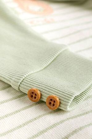 Next Baby Pamuklu Yeşil Tavşan Desenli Uzun Kollu Alt Üst Takım