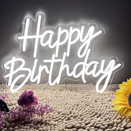 Happy Birthday neon ışıklı gece lambası, duvar partisi için, dekor, sanat, duvar lambası, kısılabilir neon tabela, doğum günü kutlaması, barlar, Noel kutlamaları için, UBS güç kaynağı [enerji sınıfı