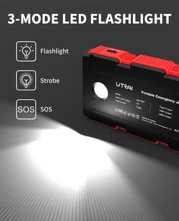 UTRAI Jstar Mini 13000mAh 1000A Jump Starter Taşınabilir Akü Takviye Cihazı (Powerbank + Led Lamba)