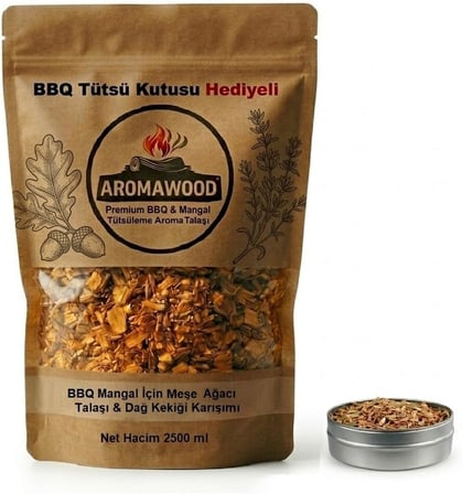 Amerikan Meşe Ağacı ve Dağ Kekiği Karışımı Gıda Tütsüleme Tütsü Talaşı, Mangal ve Barbekü için, 650 gram 2500 ml. Tütsüleme Kutusu Hediyeli | 650 gram, Tütsüleme Kutusu Hediyeli