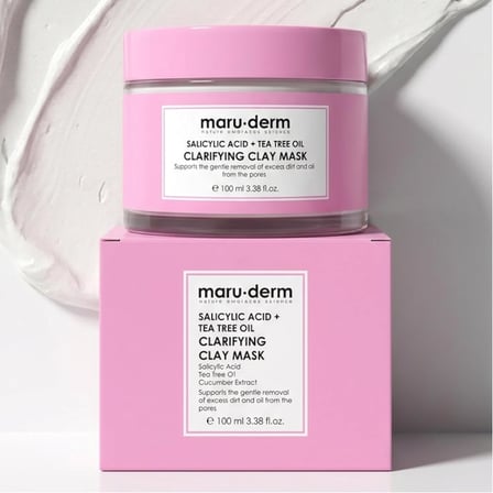 Maruderm Salisilik Asit + Çay Ağacı Yağı Kil Maskesi – Siyah Nokta ve Gözenek Görünümü Karşıtı Arındırıcı Vegan Yüz Maskesi, 100 ML