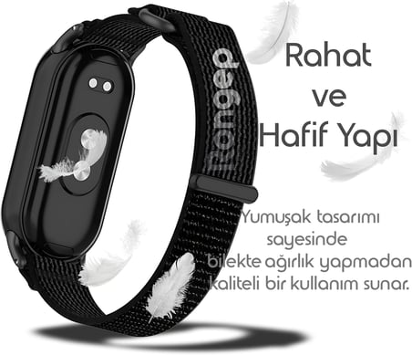 Xiaomi ile Uyumlu Mi Band 10/9/8 için Hook Loop Kumaş Kordon Terletmeyen Nefes Alan Hafif Yapılı Cildi Tahriş Etmeyen Cırt Cırt Tasarımlı Yumuşak ve Rahat Mi Band 10 Kordonu