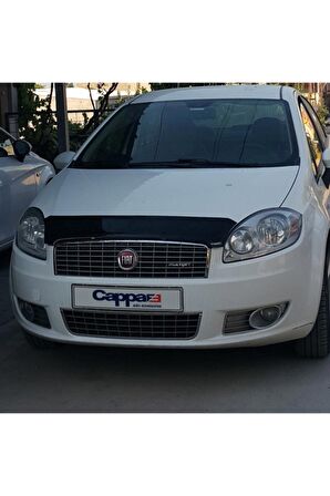 Fiat Linea Ön Kaput Koruma Rüzgarlığı 3mm Akrilik (ABS) Parlak Siyah Deflektör 2007-2018