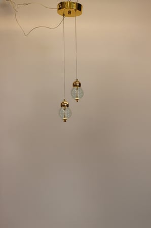 Lüks Gold Detaylı Kristal Balon Formlu 2’lü Çemberli Serisi 4 Modlu Modern Şık Sarkıt Avize