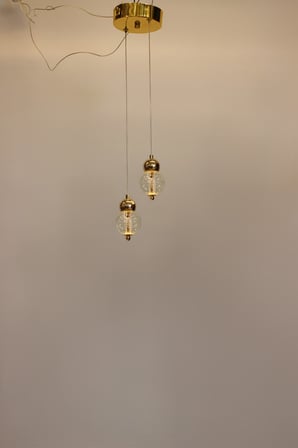 Lüks Gold Detaylı Kristal Balon Formlu 2’lü Çemberli Serisi 4 Modlu Modern Şık Sarkıt Avize