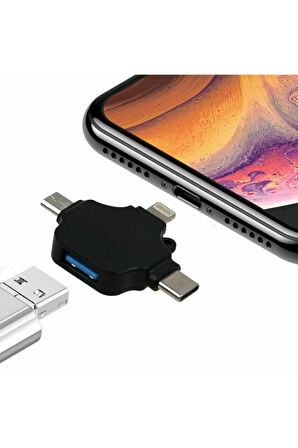 Iphone Type-c Micro Usb 3in1 Usb 3.0 Dişi Mouse Flash Otg Adaptör 3in1 Otg