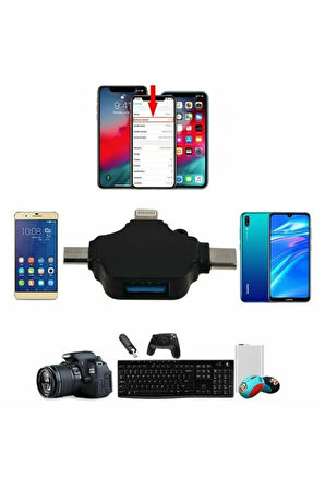 Iphone Type-c Micro Usb 3in1 Usb 3.0 Dişi Mouse Flash Otg Adaptör 3in1 Otg