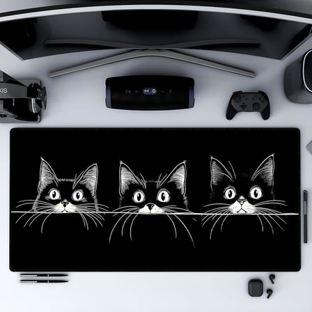 90X40 CM XXL Gaming Mouse Pad [High Density Hybrid Kumaş] [Kaymaz Taban] [Yüksek Çözünürlüklü Baskı] Fare Altlığı Oyuncu Mousepad (3 Cats)