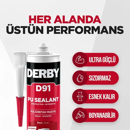 D91 PU Mastik Plastik Kartuş Siyah - 280ml