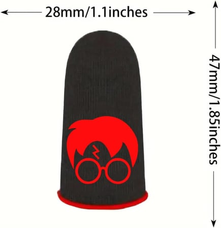 İMEXTECH PUBG Potter Kafa Şimşek Desenli Oyun Eldiveni, Ter Geçirmez, 1 Çift 2 Adet Parmaklık, Siyah