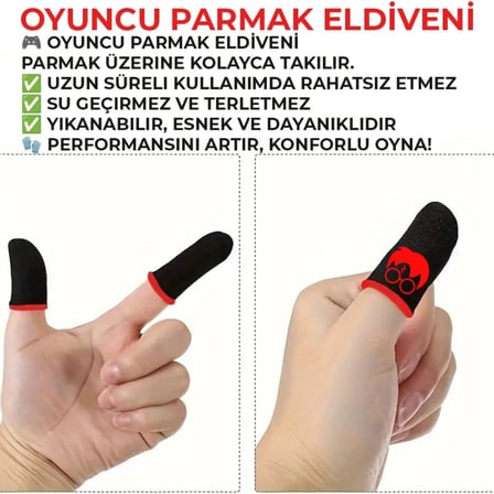 İMEXTECH PUBG Potter Kafa Şimşek Desenli Oyun Eldiveni, Ter Geçirmez, 1 Çift 2 Adet Parmaklık, Siyah