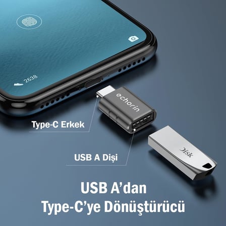 (İkili) OTG Akıllı Giriş USB 3.0 to Type-C Dönüştürücü Adaptör Çevirici 5Gbps, iPhone 16, Pro, Pro Max, M2, M3, M4 MacBook Pro, Air, iPad Pro ve Galaxy S25, S24, S23 ve Tabletler ile Uyumlu