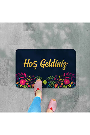 KOPYA - hoş geldiniz yazılır Dekoratif Dış Kapı Önü ve Iç Mekan Paspası yıkanabilir