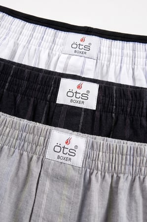 Öts 6'lı Erkek Boxer Çizgili, Düğmeli (%100 Pamuk)