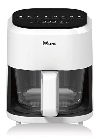 Miline Camlı 4.1 lt Yağsız Airfryer Beyaz