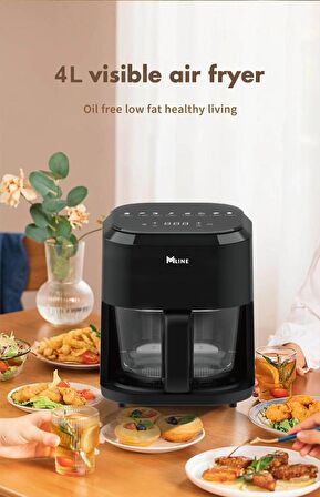 Miline Camlı 4.1 lt Yağsız Airfryer Siyah