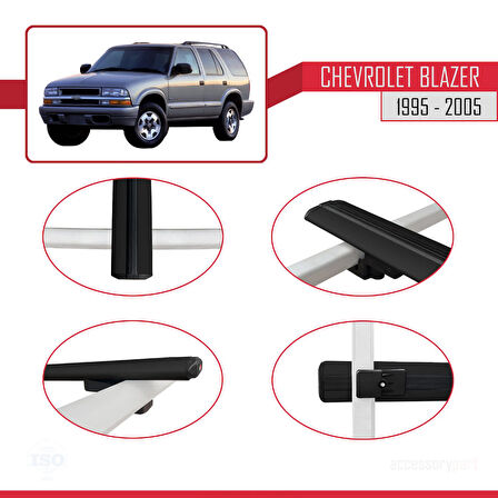 Chevrolet Blazer 1995-2005 Arası ile Uyumlu BASIC Model Ara Atkı Tavan Barı Siyah 2 Adet