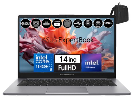 Asus Expertbook P1 P1403CVA-I58512G0D Intel Core I5-13420H 48GB Ddr5 2tb SSD WINDOWS11HOME 14" Fhd Intel UHD Taşınabilir Bilgisayar WXI58512G0DH29+ZETTAÇANTA