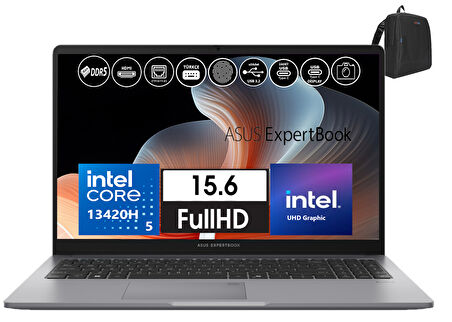 Asus Expertbook P1 P1503CVA Intel Core I5-13420H 48GB Ddr5 248GB SSD Freedos 15.6 Fhd Intel UHD Taşınabilir Bilgisayar EXI58512G0D26+ZETTAÇANTA
