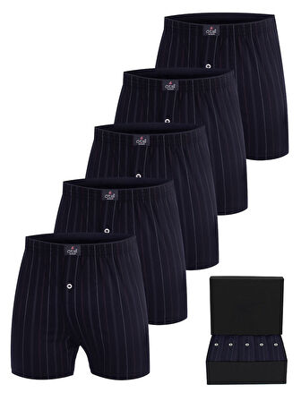 ÖTS Premium 5'li Çizgili Erkek Boxer - %100 Pamuk, Ultra Yumuşak Kumaş, Rahat Kalıp, Etiketsiz ve Ka