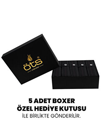 ÖTS Premium 5'li Çizgili Erkek Boxer - %100 Pamuk, Ultra Yumuşak Kumaş, Rahat Kalıp, Etiketsiz ve Ka
