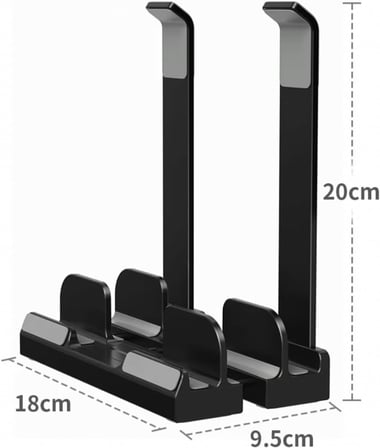 McStorey Laptop Stand Dikey ve Eğimli 3 Slotlu Ayarlanabilir Masaüstü Organizer Telefon Tablet Uyumlu Kaymaz Silikon Pedli Ergonomik Masa Düzenleyici PVC TPU Alaşım Siyah
