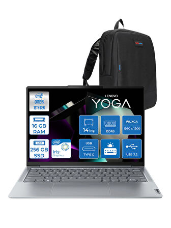 Lenovo yoga Slim 6 14IRH8 Intel Core I5-13500H 16GB 256GB SSD 14" Wuxga 400NITS OLED Freedos Taşınabilir Bilgisayar  883E00060TR01+ZETTAÇANTA