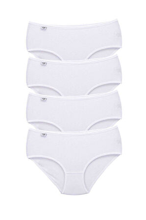 4 Adet Tutku Kadın Yüksek Bel Bato İnce Lastik Külot Beyaz