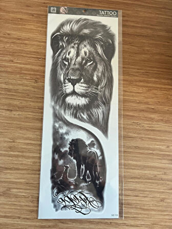 Aslan 1 Hafta Kalıcı Tam Kol Bacak Yapıştırma Geçici Dövme 46 CM