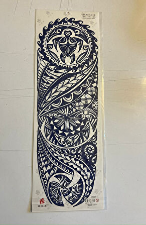 Tribal 3 Hafta Kalıcı Tam Kol Bacak Kaplama Yapıştırma Geçici Dövme 46 CM