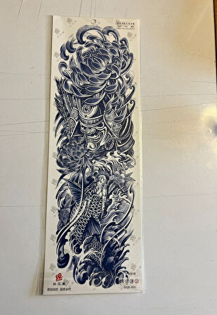 Koi Balığı 3 Hafta Kalıcı Tam Kol Bacak Kaplama Yapıştırma Geçici Dövme 46 CM