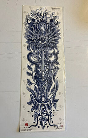 Yılan Kılıç 3 Hafta Kalıcı Tam Kol Bacak Kaplama Yapıştırma Geçici Dövme 46 CM