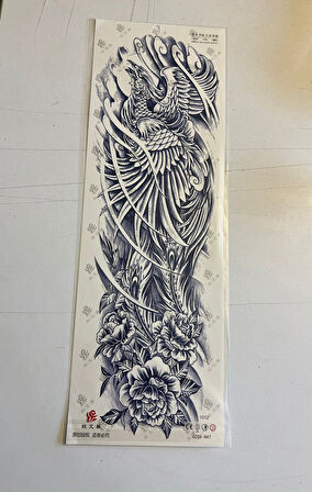 Yırtıcı Kuş 3 Hafta Kalıcı Tam Kol Bacak Kaplama Yapıştırma Geçici Dövme 46 CM