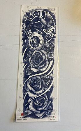 Güvercin Saat 3 Hafta Kalıcı Tam Kol Bacak Kaplama Yapıştırma Geçici Dövme 46 CM