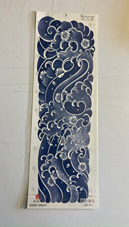 Dalgalar 3 Hafta Kalıcı Tam Kol Bacak Kaplama Yapıştırma Geçici Dövme 46 CM