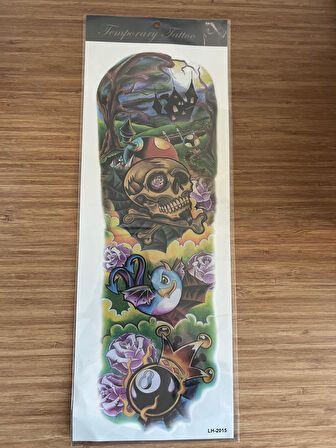 İskelet 1 Hafta Kalıcı Tam Kol Bacak Yapıştırma Geçici Dövme 46 CM