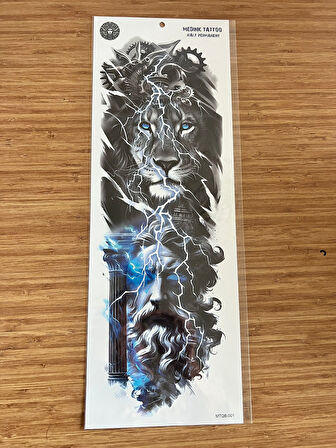 Aslan 1 Hafta Kalıcı Tam Kol Bacak Yapıştırma Geçici Dövme 46 CM