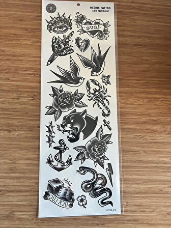 Karma 1 Hafta Kalıcı Tam Kol Bacak Yapıştırma Geçici Dövme 46 CM