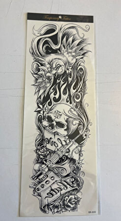 İskeletor 1 Hafta Kalıcı Tam Kol Kaplama Bacak Yapıştırma Geçici Dövme 46 CM