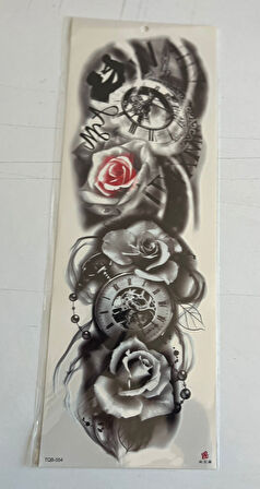 Gül Zamanı 1 Hafta Kalıcı Tam Kol Bacak Yapıştırma Geçici Dövme 46 CM